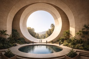 Circular architectural image representing future